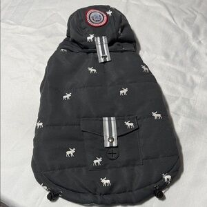 Cozy Black Dog Jacket with Moose Print